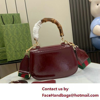 Gucci Bamboo 1947 small top handle bag in patent leather burgundy 2025