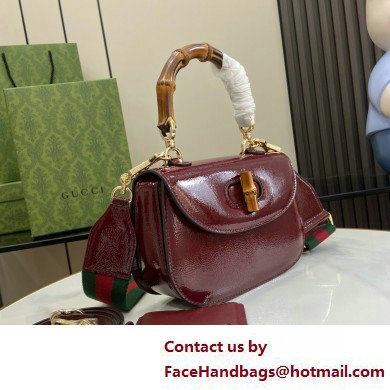 Gucci Bamboo 1947 small top handle bag in patent leather burgundy 2025