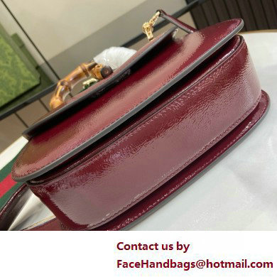 Gucci Bamboo 1947 small top handle bag in patent leather burgundy 2025