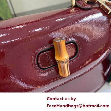 Gucci Bamboo 1947 small top handle bag in patent leather burgundy 2025