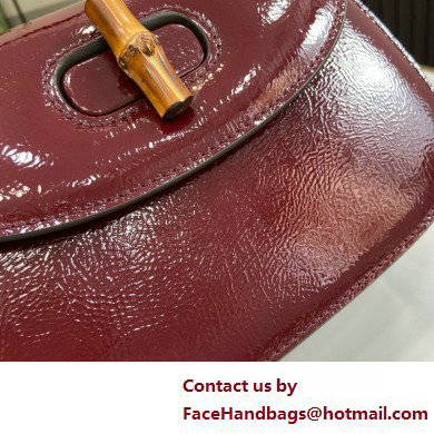 Gucci Bamboo 1947 small top handle bag in patent leather burgundy 2025