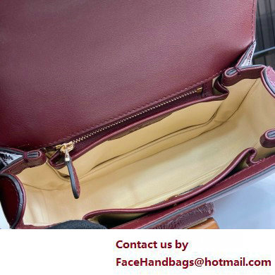 Gucci Bamboo 1947 small top handle bag in patent leather burgundy 2025