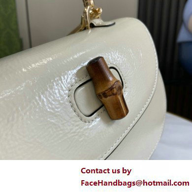 Gucci Bamboo 1947 small top handle bag in patent leather white 2025