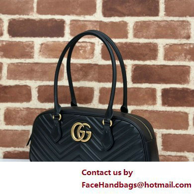 Gucci GG Marmont medium top handle bag 795218 matelasse chevron leather Black 2025