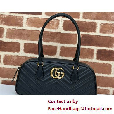 Gucci GG Marmont medium top handle bag 795218 matelasse chevron leather Black 2025