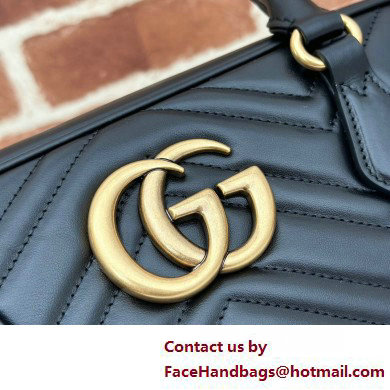 Gucci GG Marmont medium top handle bag 795218 matelasse chevron leather Black 2025