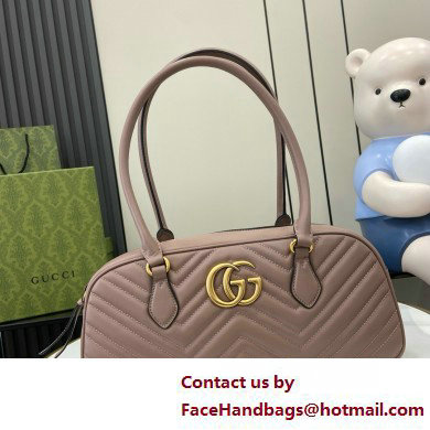 Gucci GG Marmont medium top handle bag 795218 matelasse chevron leather DUSTY PINK 2025 - Click Image to Close