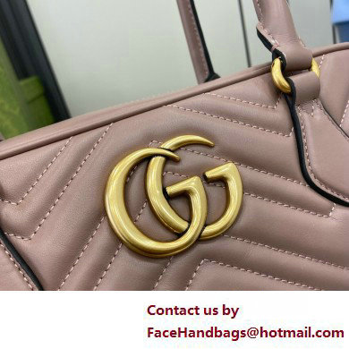 Gucci GG Marmont medium top handle bag 795218 matelasse chevron leather DUSTY PINK 2025