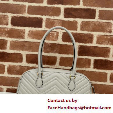 Gucci GG Marmont medium top handle bag 795218 matelasse chevron leather Light Gray 2025