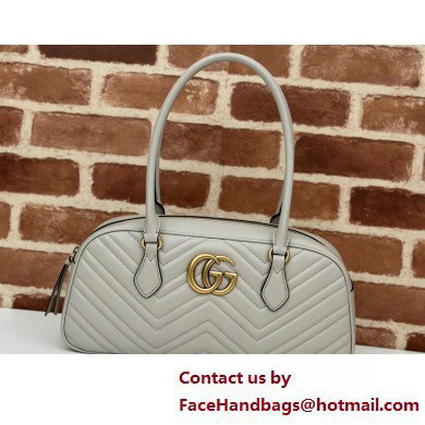 Gucci GG Marmont medium top handle bag 795218 matelasse chevron leather Light Gray 2025