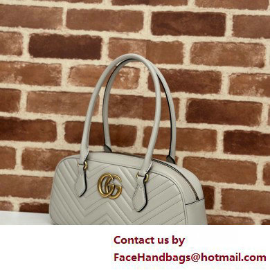 Gucci GG Marmont medium top handle bag 795218 matelasse chevron leather Light Gray 2025