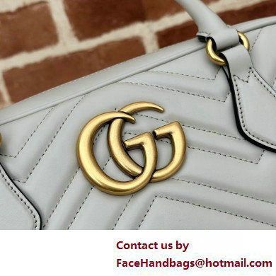 Gucci GG Marmont medium top handle bag 795218 matelasse chevron leather Light Gray 2025