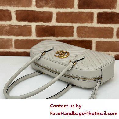 Gucci GG Marmont medium top handle bag 795218 matelasse chevron leather Light Gray 2025