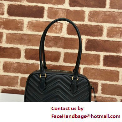 Gucci GG Marmont small top handle bag 795199 matelasse chevron leather Black 2025