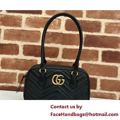 Gucci GG Marmont small top handle bag 795199 matelasse chevron leather Black 2025