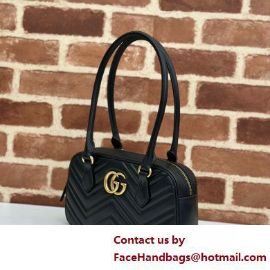 Gucci GG Marmont small top handle bag 795199 matelasse chevron leather Black 2025