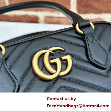 Gucci GG Marmont small top handle bag 795199 matelasse chevron leather Black 2025