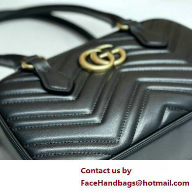 Gucci GG Marmont small top handle bag 795199 matelasse chevron leather Black 2025