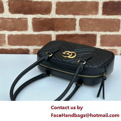 Gucci GG Marmont small top handle bag 795199 matelasse chevron leather Black 2025