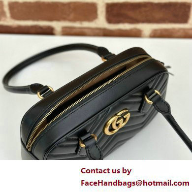 Gucci GG Marmont small top handle bag 795199 matelasse chevron leather Black 2025