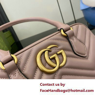 Gucci GG Marmont small top handle bag 795199 matelasse chevron leather DUSTY PINK 2025