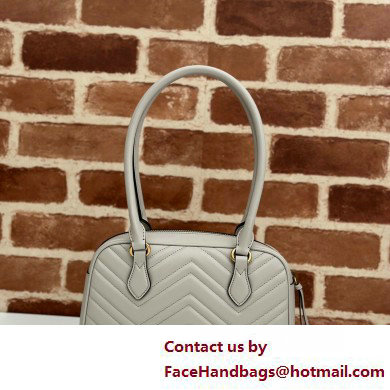 Gucci GG Marmont small top handle bag 795199 matelasse chevron leather Light Gray 2025