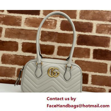 Gucci GG Marmont small top handle bag 795199 matelasse chevron leather Light Gray 2025