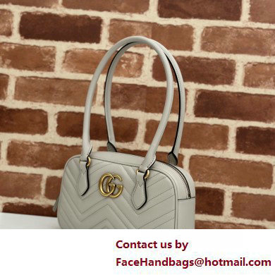 Gucci GG Marmont small top handle bag 795199 matelasse chevron leather Light Gray 2025