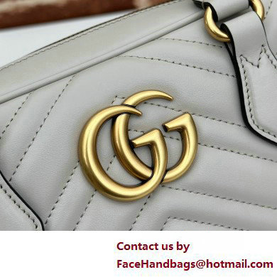 Gucci GG Marmont small top handle bag 795199 matelasse chevron leather Light Gray 2025