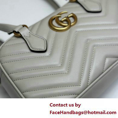 Gucci GG Marmont small top handle bag 795199 matelasse chevron leather Light Gray 2025