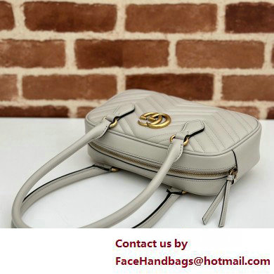 Gucci GG Marmont small top handle bag 795199 matelasse chevron leather Light Gray 2025