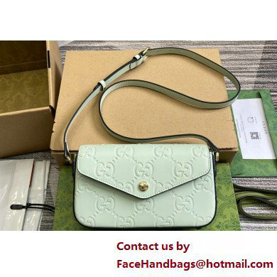 Gucci GG super mini shoulder bag 772794 leather Light Green 2025