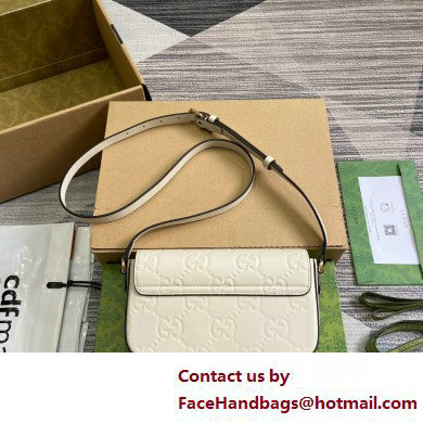 Gucci GG super mini shoulder bag 772794 leather White 2025