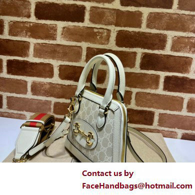 Gucci Horsebit 1955 mini Top Handle bag 677212 Beige/White 2025