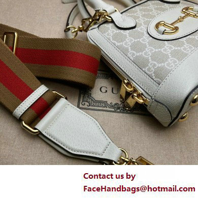 Gucci Horsebit 1955 mini Top Handle bag 677212 Beige/White 2025