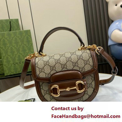 Gucci Horsebit 1955 mini top handle bag IN Beige and ebony GG Supreme canvas 781387 2025