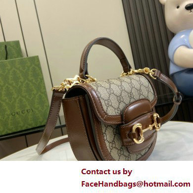 Gucci Horsebit 1955 mini top handle bag IN Beige and ebony GG Supreme canvas 781387 2025