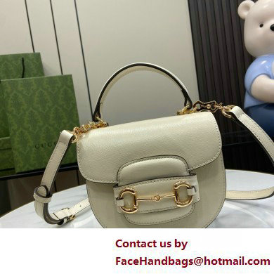 Gucci Horsebit 1955 mini top handle bag IN WHITE LEATHER 781387 2025