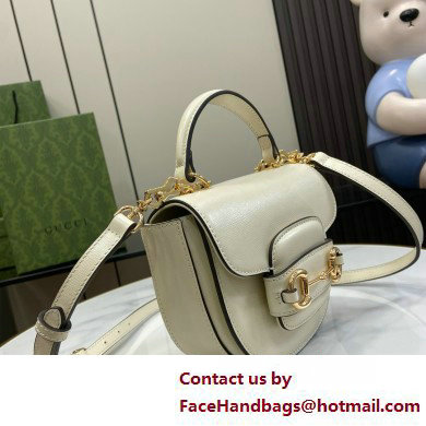 Gucci Horsebit 1955 mini top handle bag IN WHITE LEATHER 781387 2025