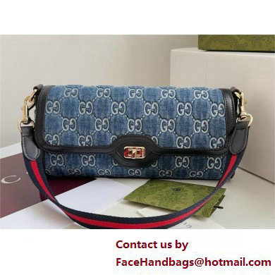 Gucci Luce SMALL shoulder bag IN Blue GG denim 786027 2025