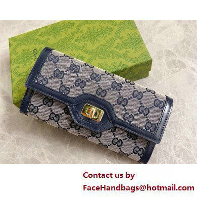 Gucci Luce continental wallet IN Beige and BLUE Original GG canvas 790034 2025