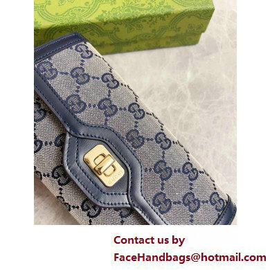 Gucci Luce continental wallet IN Beige and BLUE Original GG canvas 790034 2025