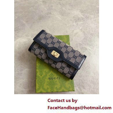 Gucci Luce continental wallet IN Beige and BLUE Original GG canvas 790034 2025