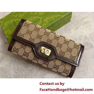 Gucci Luce continental wallet IN Beige and ebony Original GG canvas 790034 2025