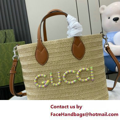 Gucci Medium straw-effect tote 779666 2025