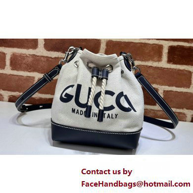 Gucci Mini shoulder bag with Gucci print 777166 in Beige/Blue cotton linen canvas 2025