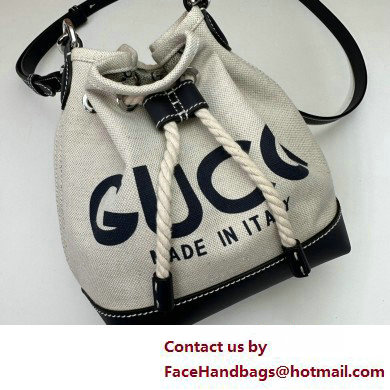 Gucci Mini shoulder bag with Gucci print 777166 in Beige/Blue cotton linen canvas 2025