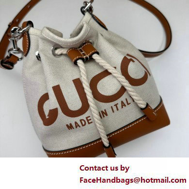 Gucci Mini shoulder bag with Gucci print 777166 in Beige/Brown cotton linen canvas 2025