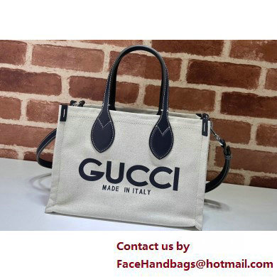 Gucci Mini tote bag with Gucci print 772144 in Beige/Blue cotton linen canvas 2025