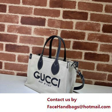 Gucci Mini tote bag with Gucci print 772144 in Beige/Blue cotton linen canvas 2025